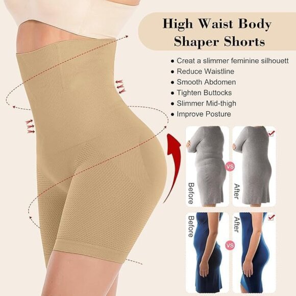 PAKNADA Women's Shapewear Shorts - High Waist Tummy Control Body Shaper - Picture 2 of 5